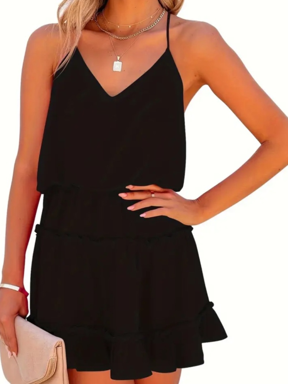 fab'rik Black Halter Mini Sundress Cocktail